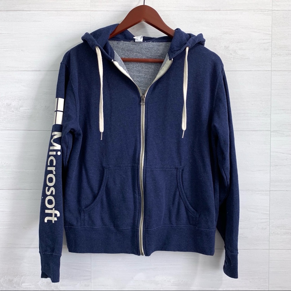 Microsoft Navy Windows Logo Full Zip Hoodie - Picture 1 of 7